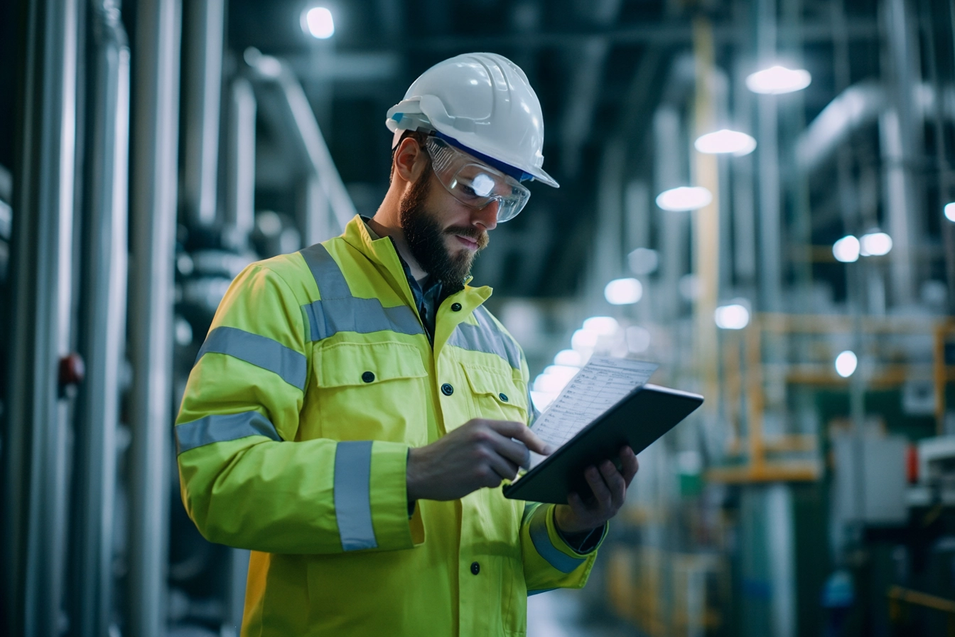 Turva-asiantuntija kypärä päässä työmaalla